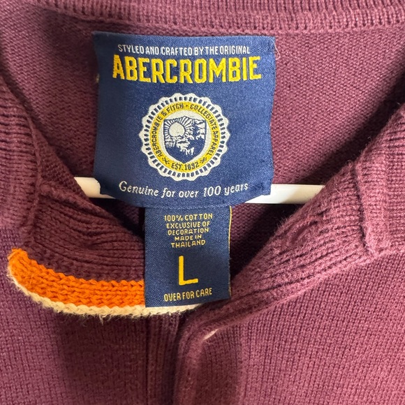 Vintage Y2K Abercrombie & Fitch Burgundy Long Sleeve Polo Shirt L Moose Preppy - Picture 9 of 10